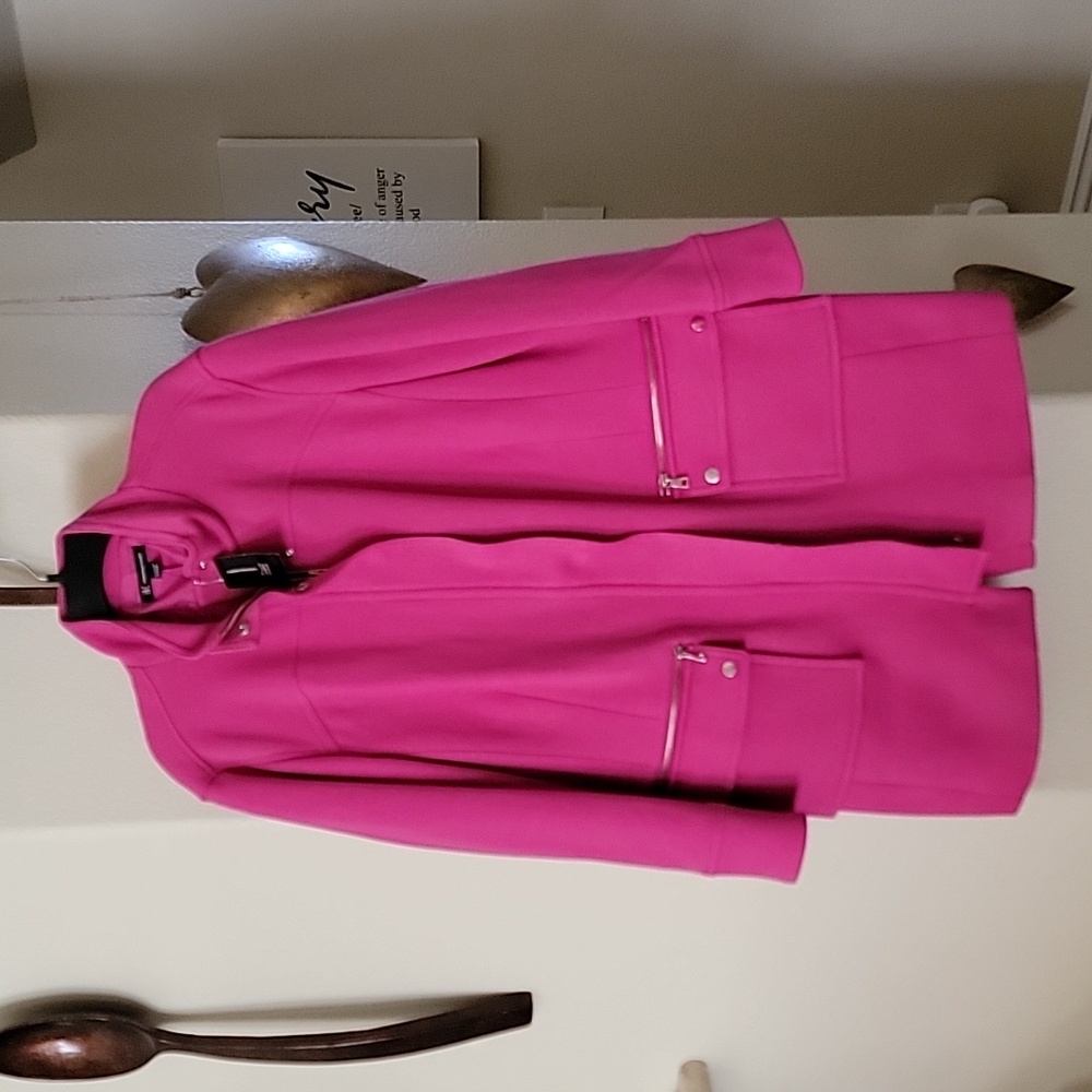 INC Coat Jacket w/Stand Collar Zip/Snap Flap Close Pink size XXL NWT